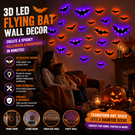 🦇 Halloween Sale: 3D LED Flying Bat Wall Decor – Create a Spooky Atmosphere in Minutes