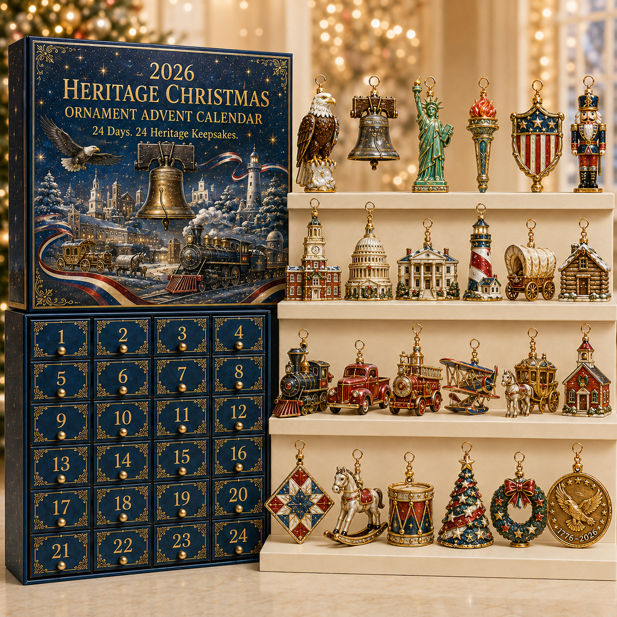 2026 Heritage Christmas Ornament Advent Calendar with 24 keepsakes