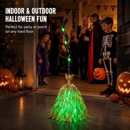 ⭐🧹 Animated Moving Witch Broom – Light, Sound & Motion Halloween Decor 👻