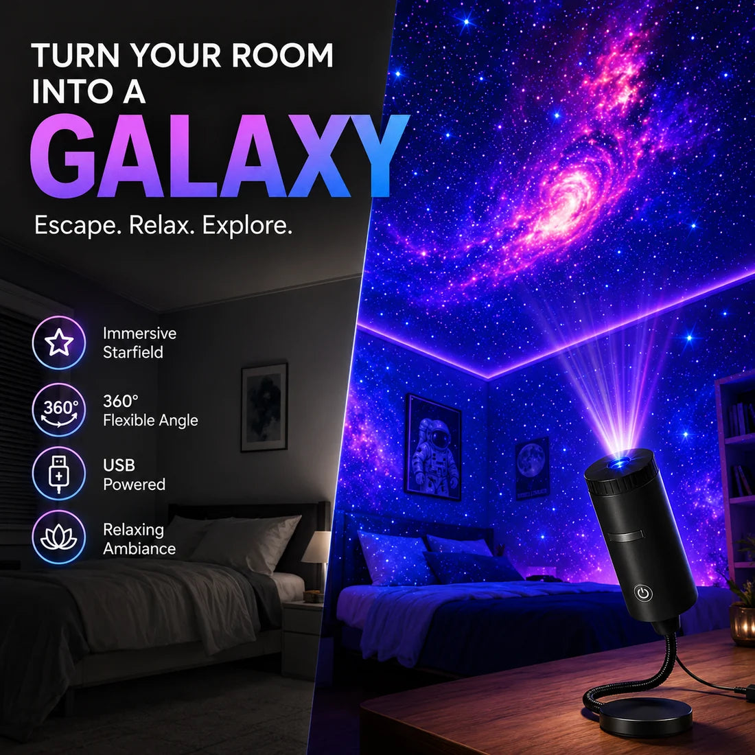 ⏰Last day Promotion 🔥Plug-&-Play HD Christmas Projector