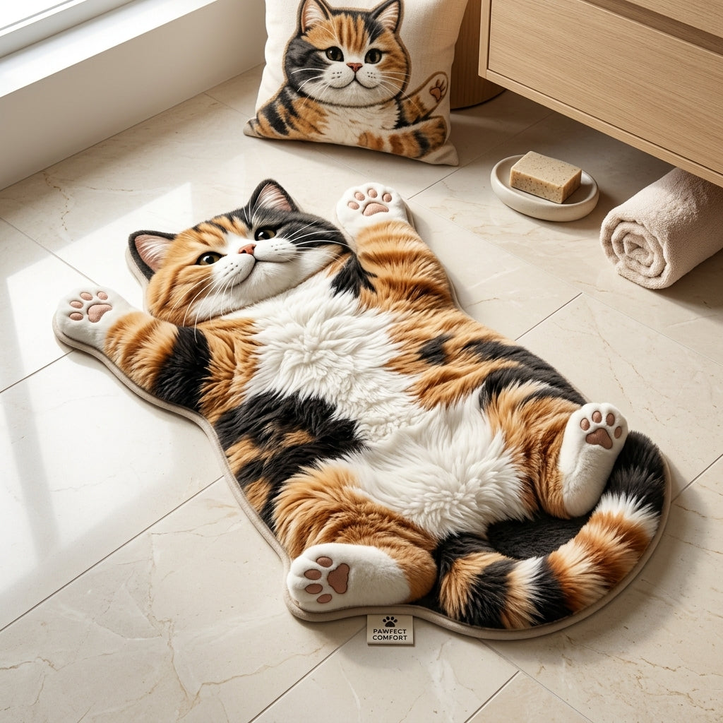 🐱Last Day 49% OFF✨Chubby Tabby Cat Shaped Rug 🤎
