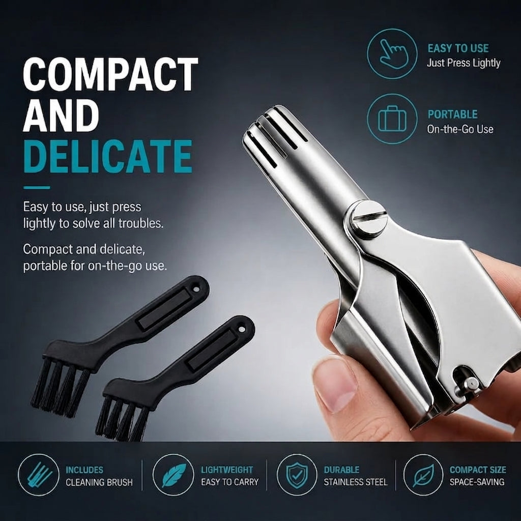 💥Buy 1 get 1 free 🔥Manual Nose Hair Trimmer – Stainless Steel 360° Trimmer, Waterproof & No Battery Required