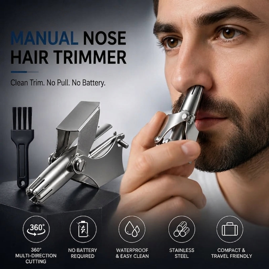 💥Buy 1 get 1 free 🔥Manual Nose Hair Trimmer – Stainless Steel 360° Trimmer, Waterproof & No Battery Required