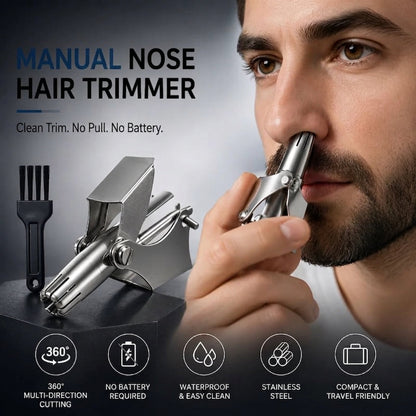 💥Buy 1 get 1 free 🔥Manual Nose Hair Trimmer – Stainless Steel 360° Trimmer, Waterproof & No Battery Required
