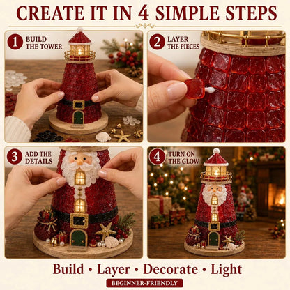 ✈️Last Day 50% OFF✨Lighted Christmas Character Sea Glass-Style Lighthouse Kit Collection