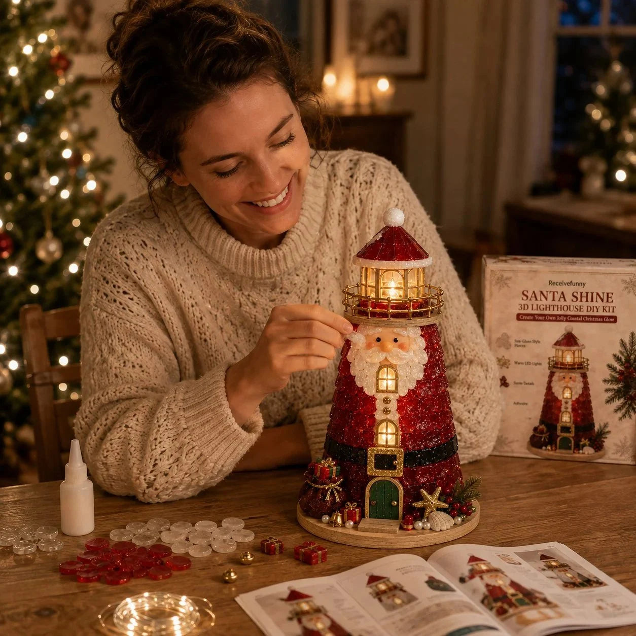 ✈️Last Day 50% OFF✨Lighted Christmas Character Sea Glass-Style Lighthouse Kit Collection
