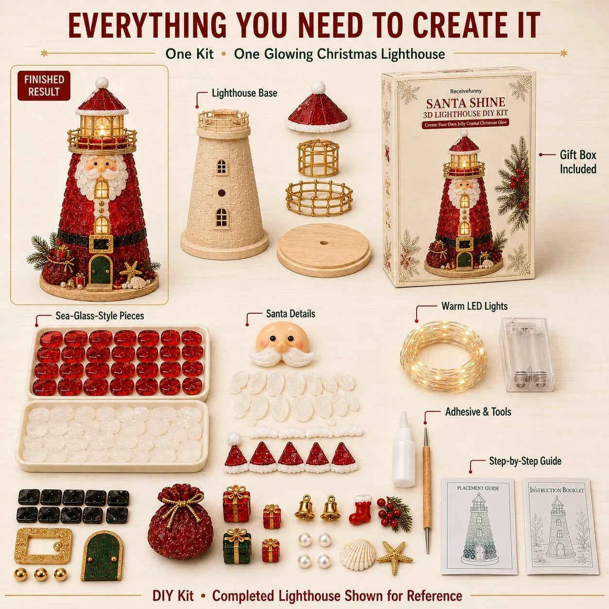 ✈️Last Day 50% OFF✨Lighted Christmas Character Sea Glass-Style Lighthouse Kit Collection
