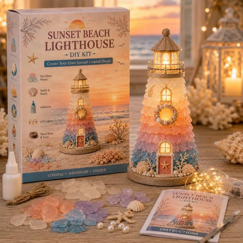 ✈️Last Day 50% OFF✨Lighted Christmas Character Sea Glass-Style Lighthouse Kit Collection