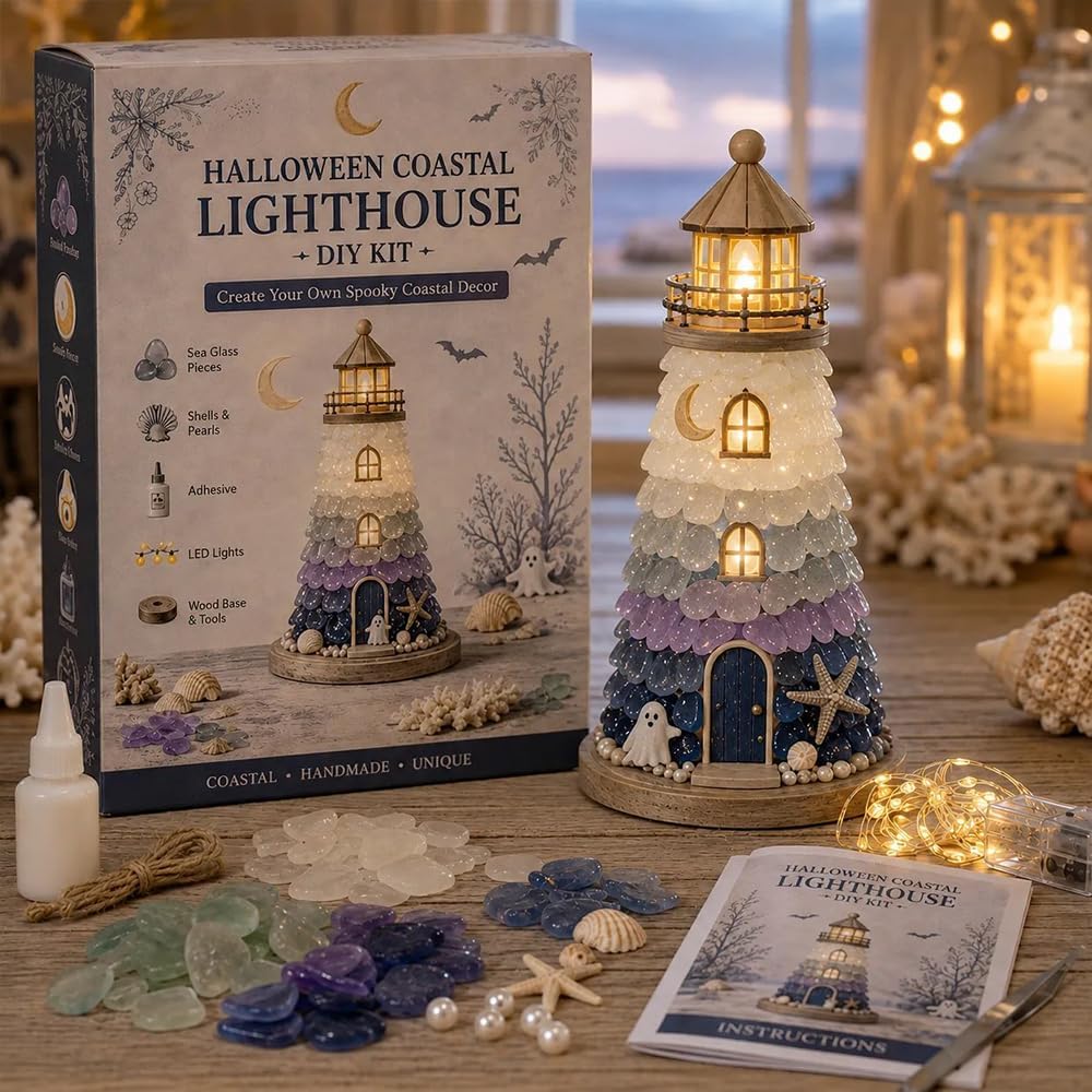 ✈️Last Day 50% OFF✨Lighted Christmas Character Sea Glass-Style Lighthouse Kit Collection