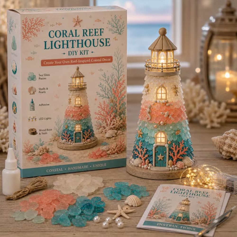 ✈️Last Day 50% OFF✨Lighted Christmas Character Sea Glass-Style Lighthouse Kit Collection
