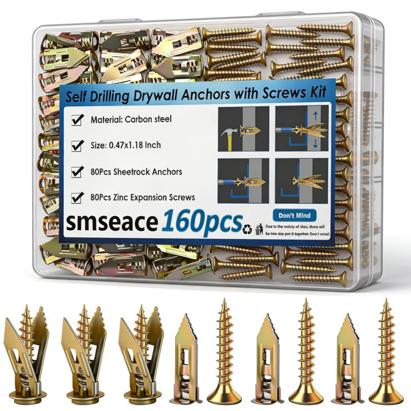 ⏰LIMITED TIME 50% OFF🛠️Over 55K+ SOLD!🔥Self-drilling anchors Screws，Drill, Fix, Hold. No Extra Tools Needed🔩🏠✨