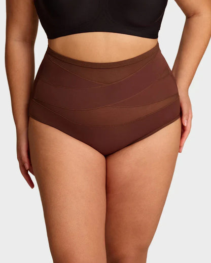 Plus-Size High-Waist Cross Tummy Control Panties
