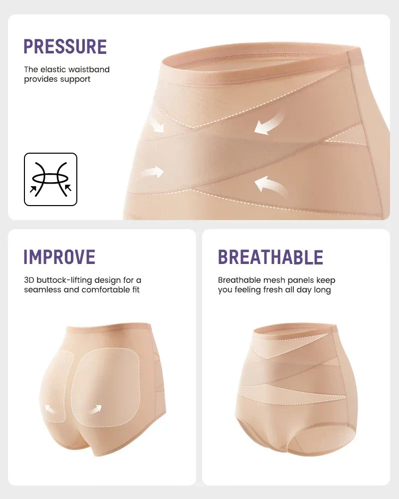 Plus-Size High-Waist Cross Tummy Control Panties