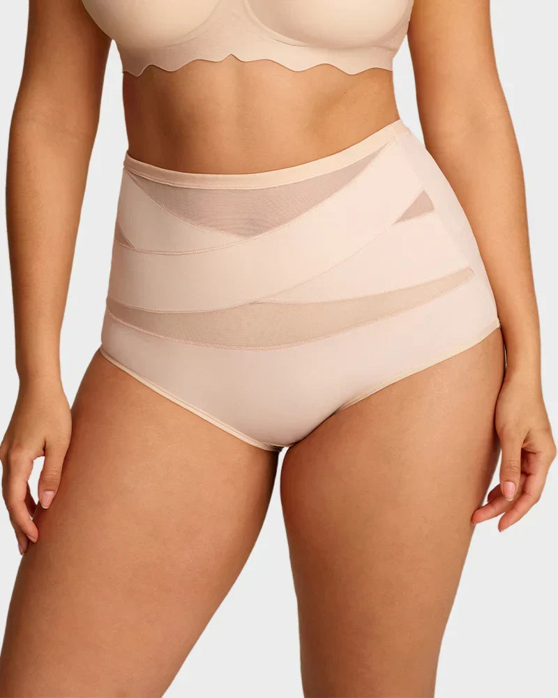 Plus-Size High-Waist Cross Tummy Control Panties
