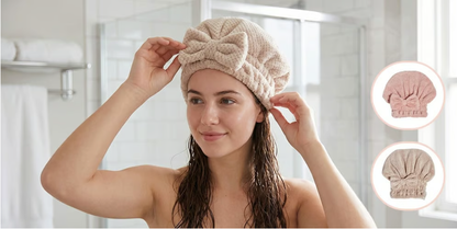 🎀Cute bow drying cap for women, absorbent quick-drying, thickened