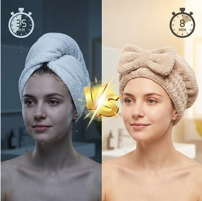 🎀Cute bow drying cap for women, absorbent quick-drying, thickened
