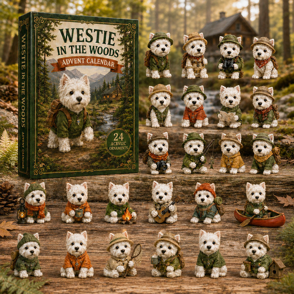 Westie In The Woods Advent Calendar and 24 ornament collection