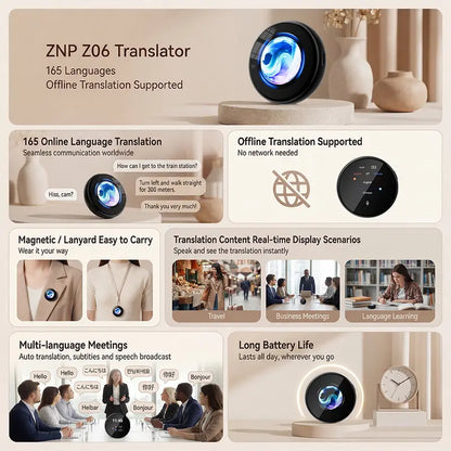 🌍 Pocket AI Language Translator | 165 Online Languages 🗣️ Two-Way Voice & Touch Control