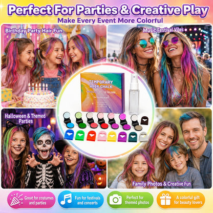 🏅🔥Last Day 50% OFF - 🌈12-Color Temporary Hair Chalk Applicator Set