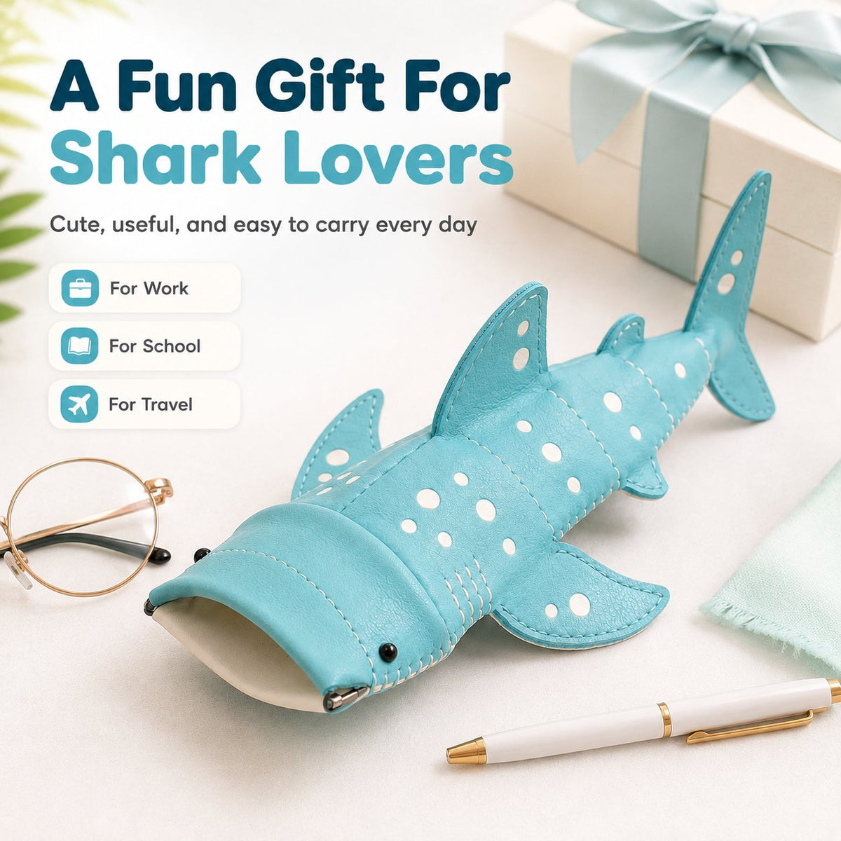 ✈️Last Day 50% OFF🦈🌊Cute Shark Glasses Case | Shark-Shaped Storage Pouch For Everyday Essentials🌊