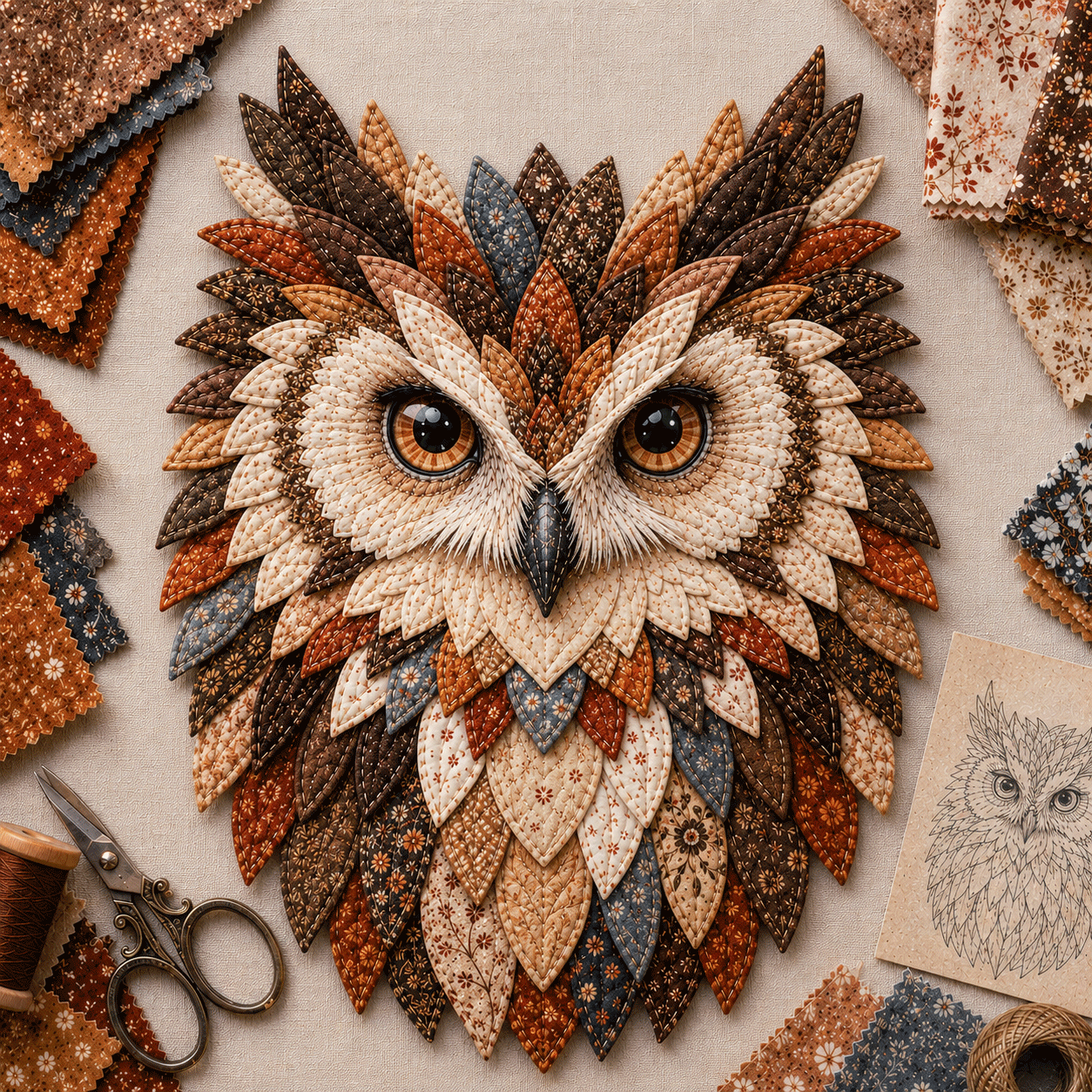 💥 LAST DAY 49% OFF - 🦉 Layered Fabric Owl Wall Art DIY Kit – Relaxing Craft, Beautiful Results (📦Buy 3 Free Shipping)