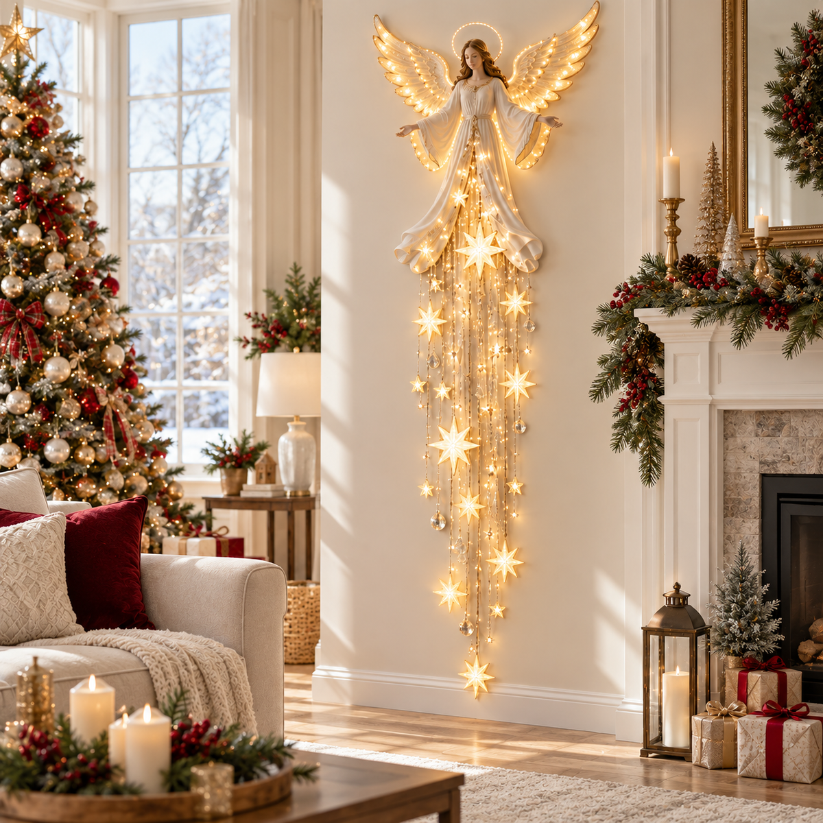 ✨Last Day 49% OFF✨ Angel Blessing Starfall Wall Ligh – Heavenly Christmas Wall Decor