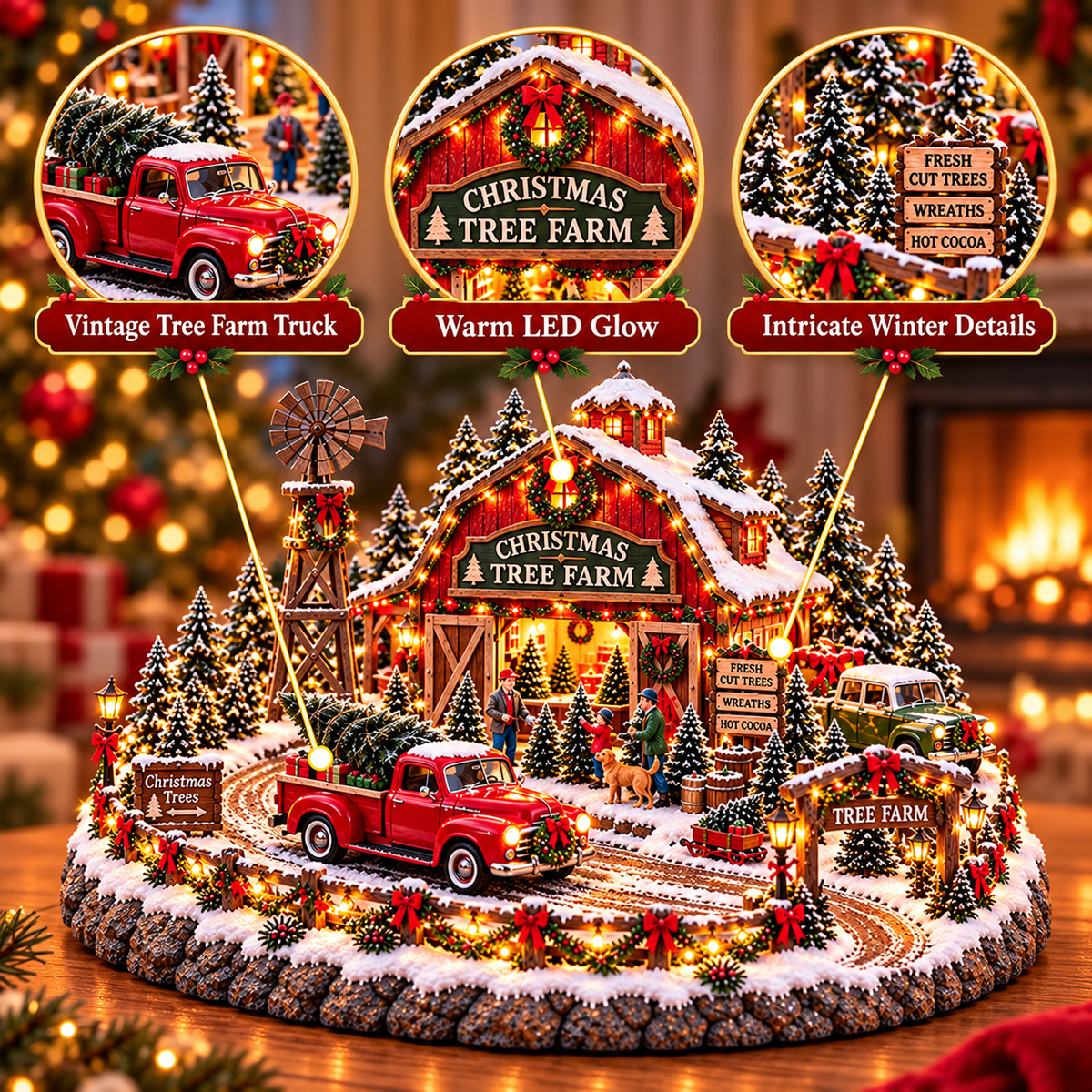 🚗🎄 Christmas Classic Gas Station Village –4 Holiday Vehicle Scenes
