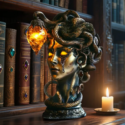 🖤Dark & Mysterious🐍 Medusa’s Gaze - Handcrafted Gothic Table Lamp🛋️（副本）