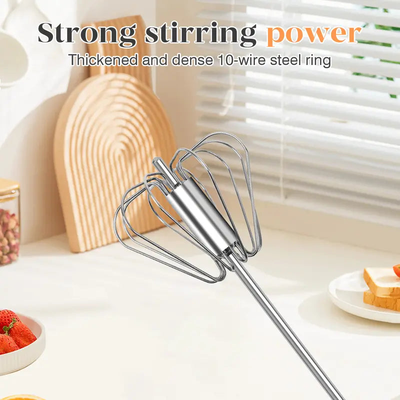 🌎Ends Today: 70% OFF!🔥🥄✨ Stainless Steel Hand-Push Rotary Whisk – Effortless Mixing in Seconds!