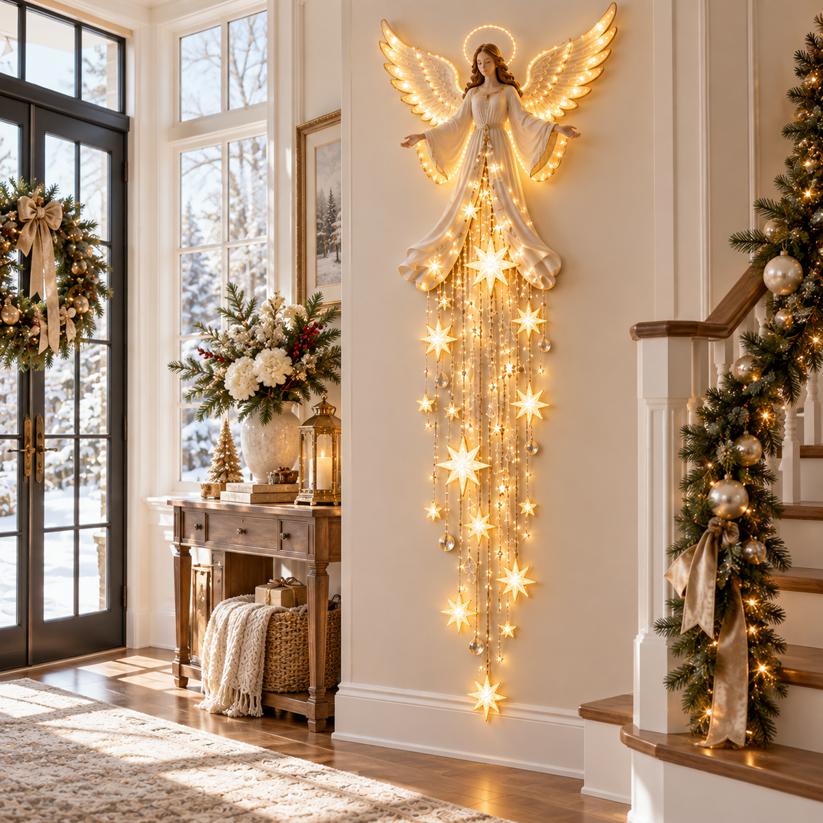 ✨Last Day 49% OFF✨ Angel Blessing Starfall Wall Ligh – Heavenly Christmas Wall Decor
