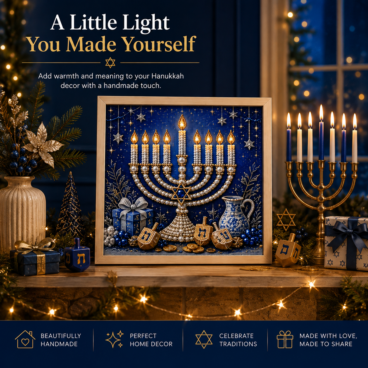 ✈️Last Day 50% OFF✨🎁DIY Hanukkah Pearl Art Kit ✨