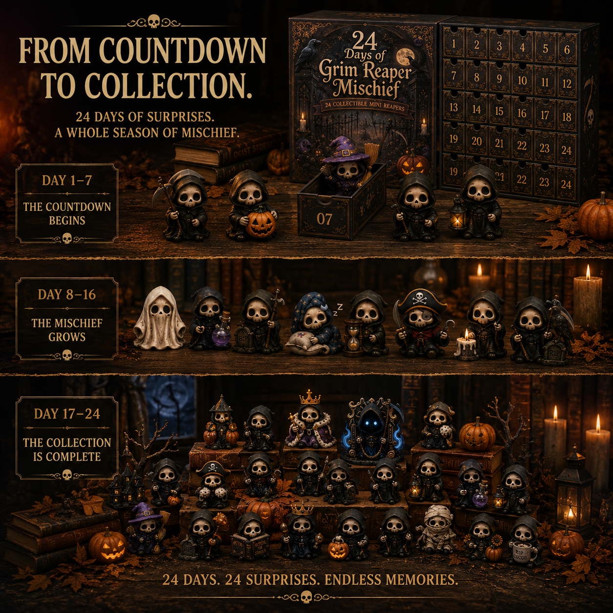 ✈️Last Day 50% OFF✨🔥Last Day 50% OFF-💀24 DAYS OF GRIM REAPER MISCHIEF|A Tiny Reaper Awaits Behind Every Door👻