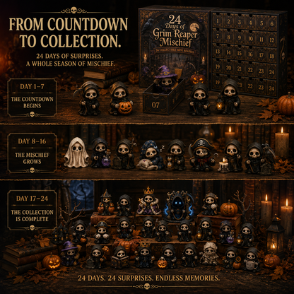 ✈️Last Day 50% OFF✨🔥Last Day 50% OFF-💀24 DAYS OF GRIM REAPER MISCHIEF|A Tiny Reaper Awaits Behind Every Door👻