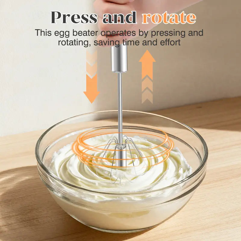 🌎Ends Today: 70% OFF!🔥🥄✨ Stainless Steel Hand-Push Rotary Whisk – Effortless Mixing in Seconds!