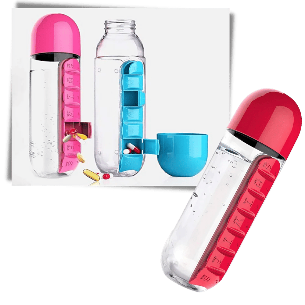 Plastic Water Bottle with Pill Box