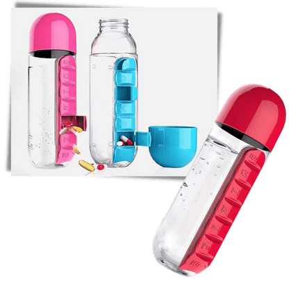 Plastic Water Bottle with Pill Box