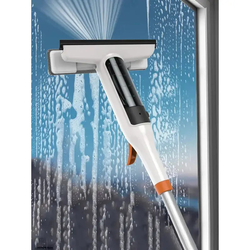 🏅3-in-1 Glass Cleaning Kit with Spray, Wash and Scraper - Great for tall windows, shower doors and car windshields - Durable metal pole, includes silicone scraper