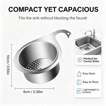 🔥Swan Kitchen Sink Drain Basket🦢Stainless Steel Food Waste Catcher