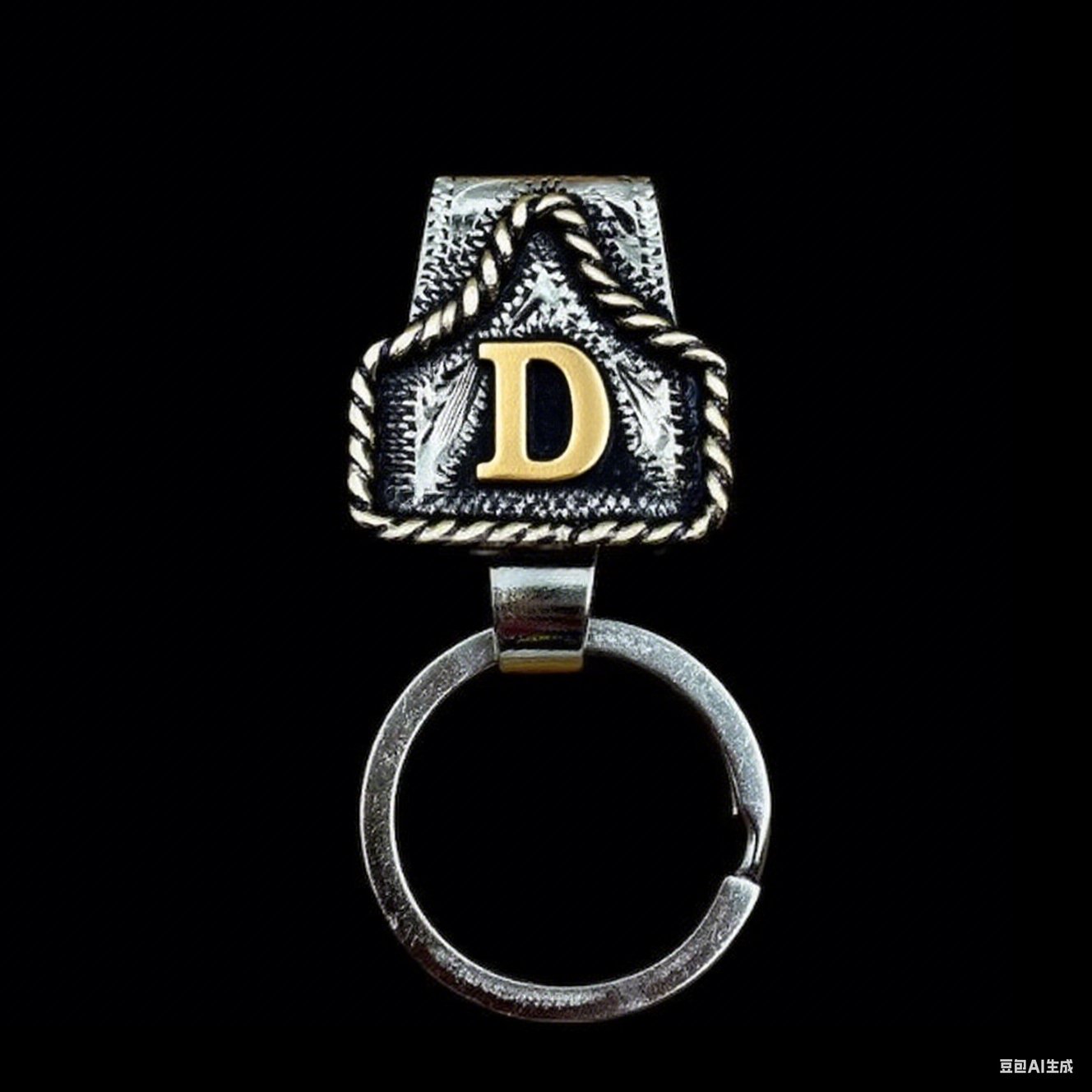 Vintage Brass Initial Cow Tag Keychain