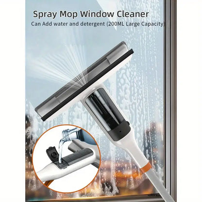 🏅3-in-1 Glass Cleaning Kit with Spray, Wash and Scraper - Great for tall windows, shower doors and car windshields - Durable metal pole, includes silicone scraper