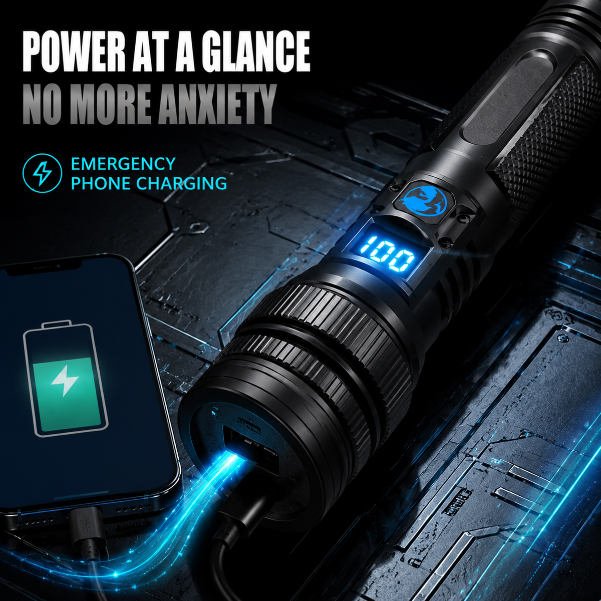 🔥🔥🔥Last Day 53% OFF⚡️High-power flashlight-Zoomable Beam & Emergency Power Bank