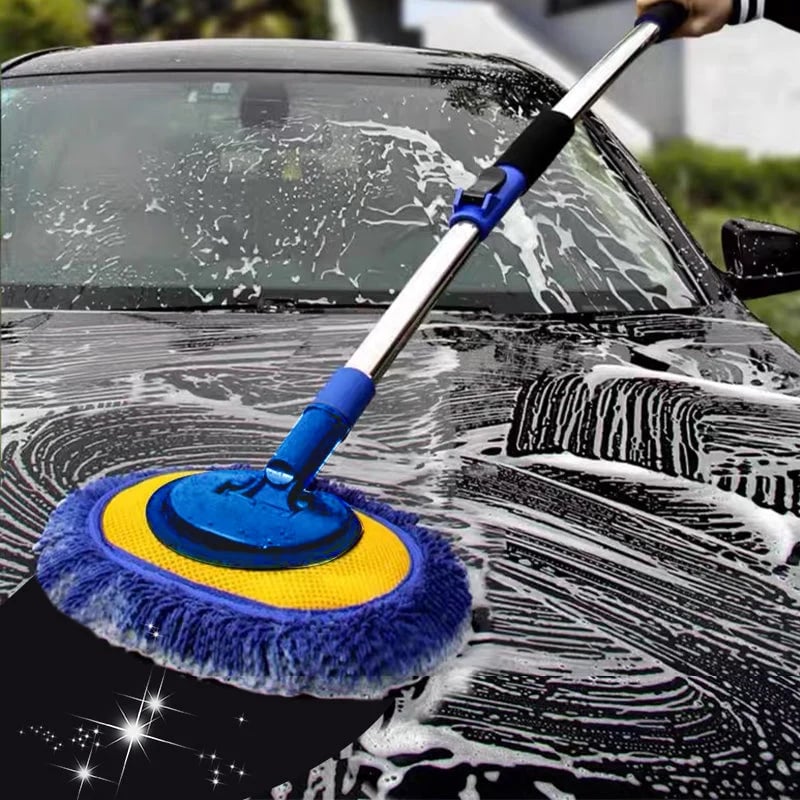 🏅⏳Time-Limited Special⏰Durable Aluminum Long Handle Telescopic Car Wash Mop – Soft Microfiber, Scratch-Free & Adjustable Length ✨