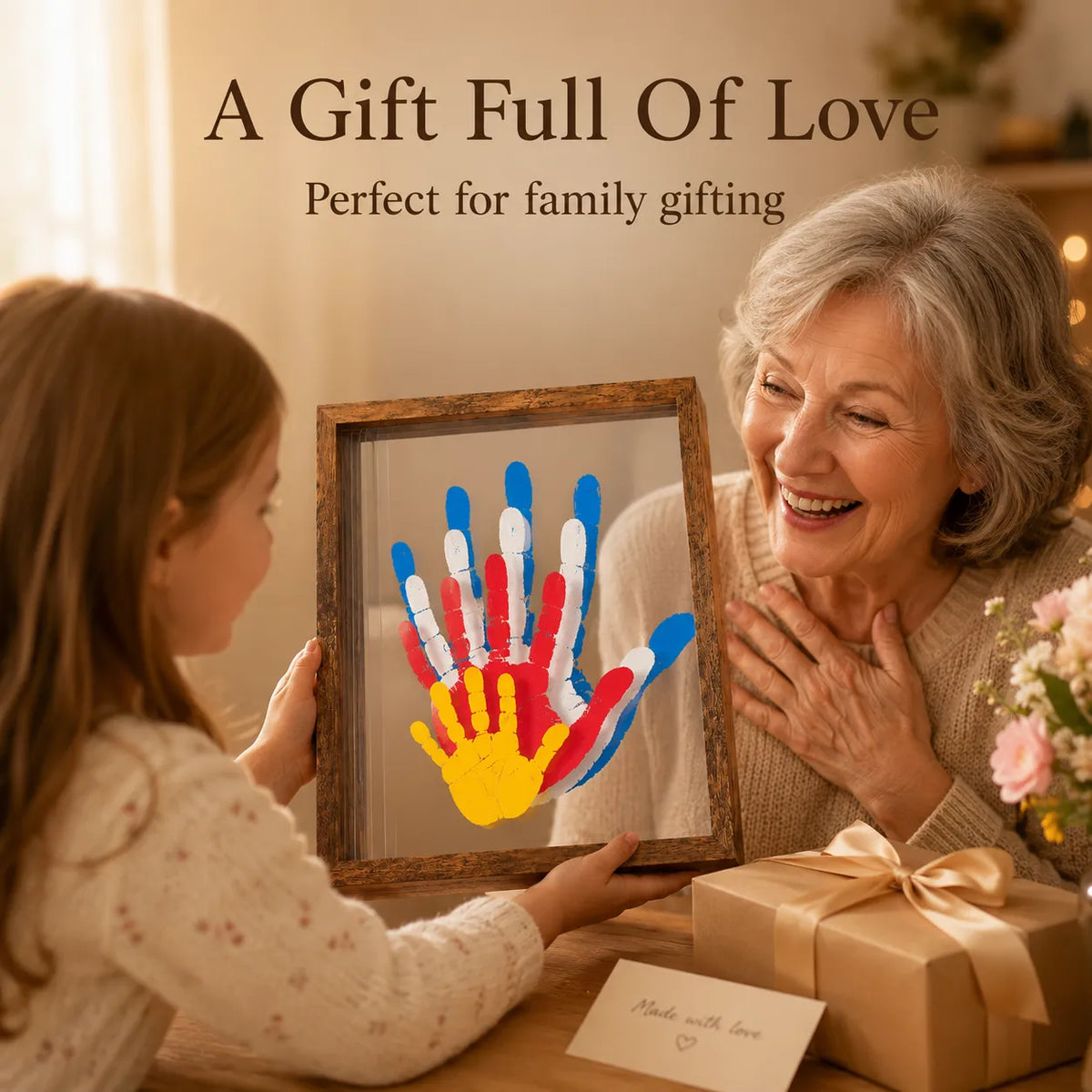 🎁Today Only: 55% OFF🔥Wooden Transparent Handprint Frame Set, DIY Family Memorial Gift Kit