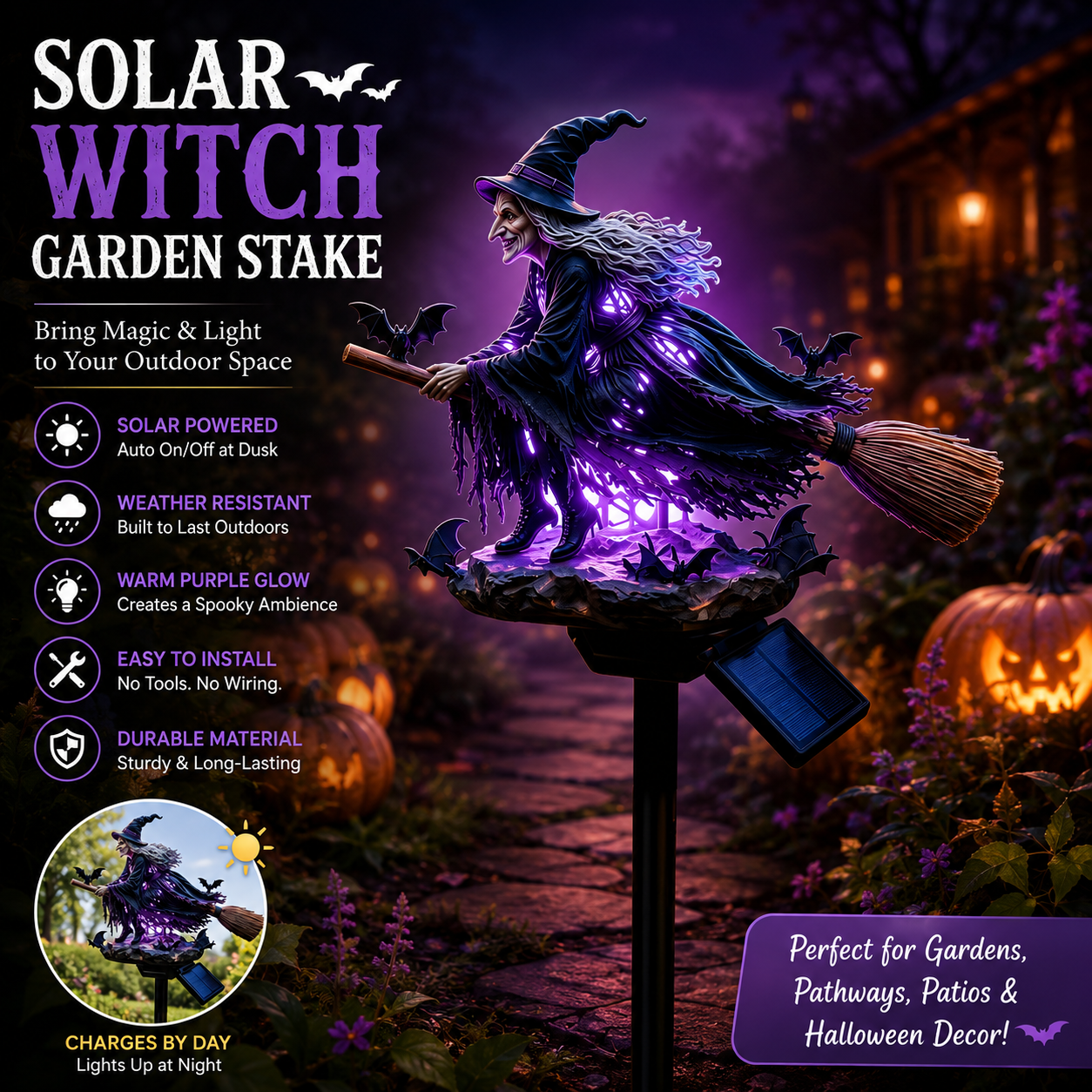 🧙‍♀️ Bring Halloween Magic to Your Garden with a Glowing Solar Witch