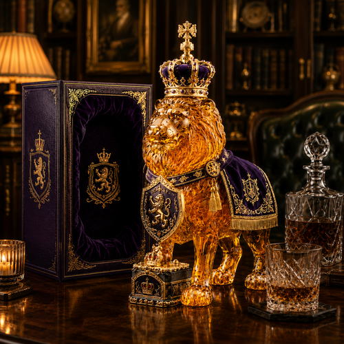 🌎Ends Today: 70% OFF!🔥👑Crown 87th Anniversary Royal Lion Whiskey Bottle