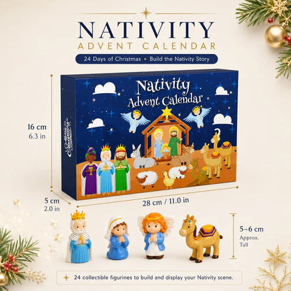 ✈️Last Day 50% OFF✨💯2026 Nativity Advent Calendar – 25-Piece Christmas Story Set for Kids