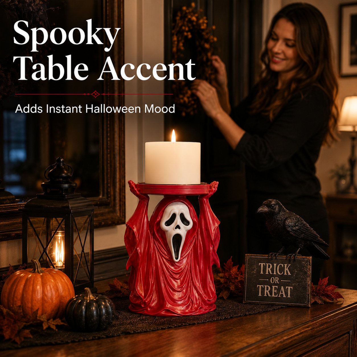 👻 Ghostface Scream Candle Holder 🕯️ Spooky Halloween Decor