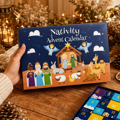 ✈️Last Day 50% OFF✨💯2026 Nativity Advent Calendar – 25-Piece Christmas Story Set for Kids