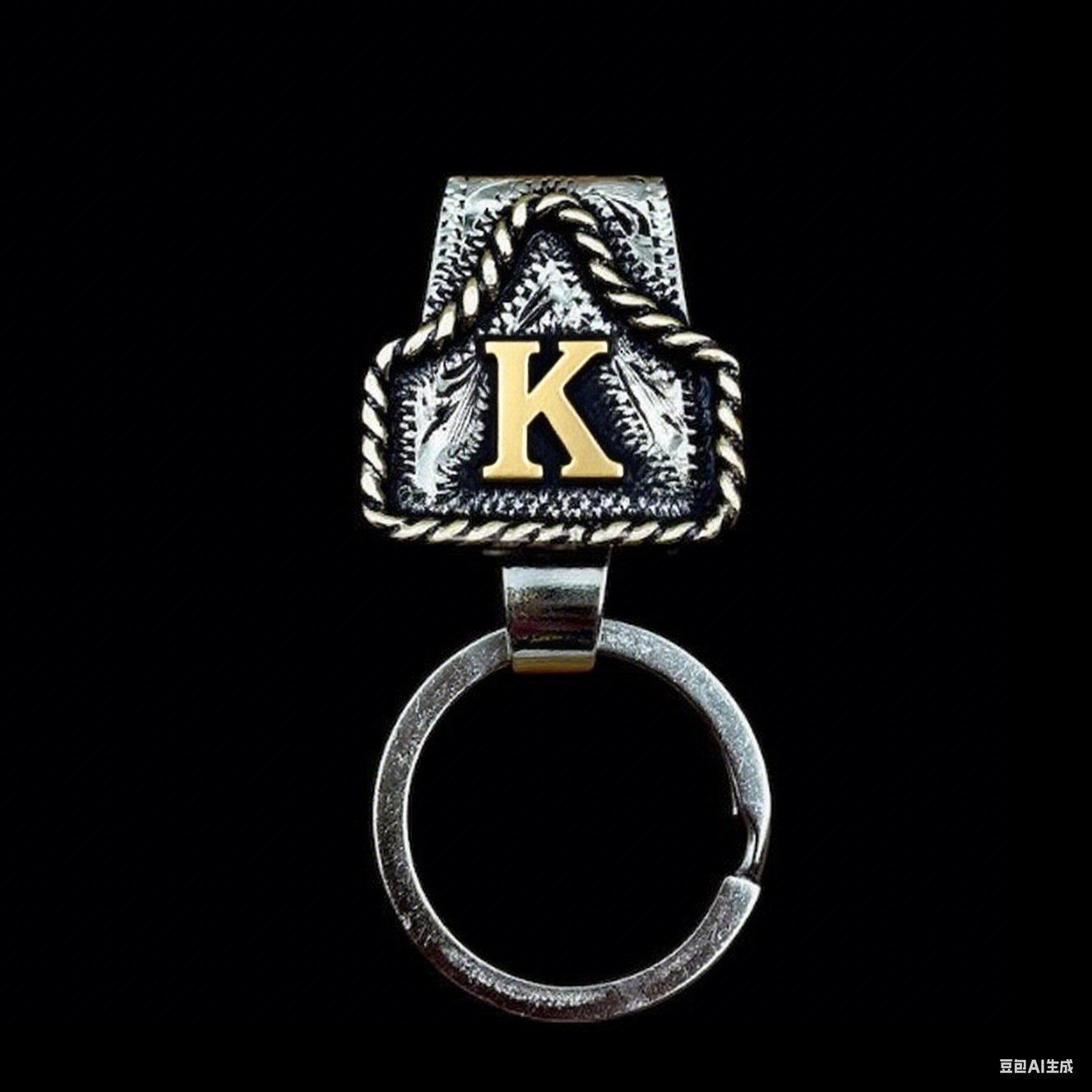 Vintage Brass Initial Cow Tag Keychain