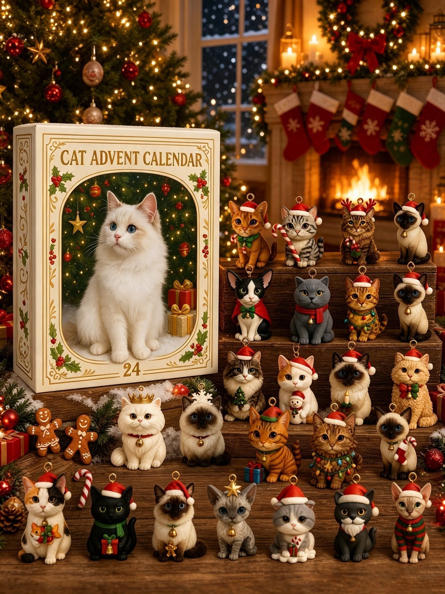 🌎Ends Today: 70% OFF!🔥Advent Calendar 2026 Cat Advent Calendar Gift for Adults Friends Cat Owners and Lovers Christmas Holiday Countdown Gift 24 Designs Cats Charm Christmas Tree Ornament